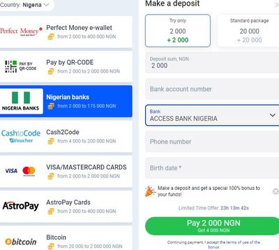 Cyberbet Nigeria Bank payment