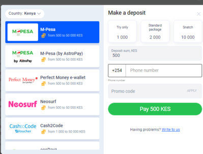 Mpesa payment on Cyberbet