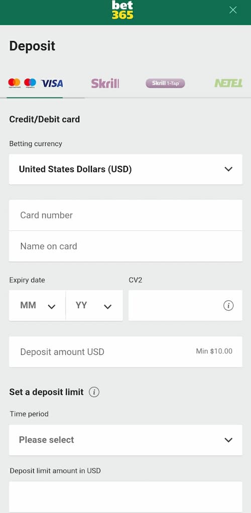 bet365 ghana mastercard/visa card option